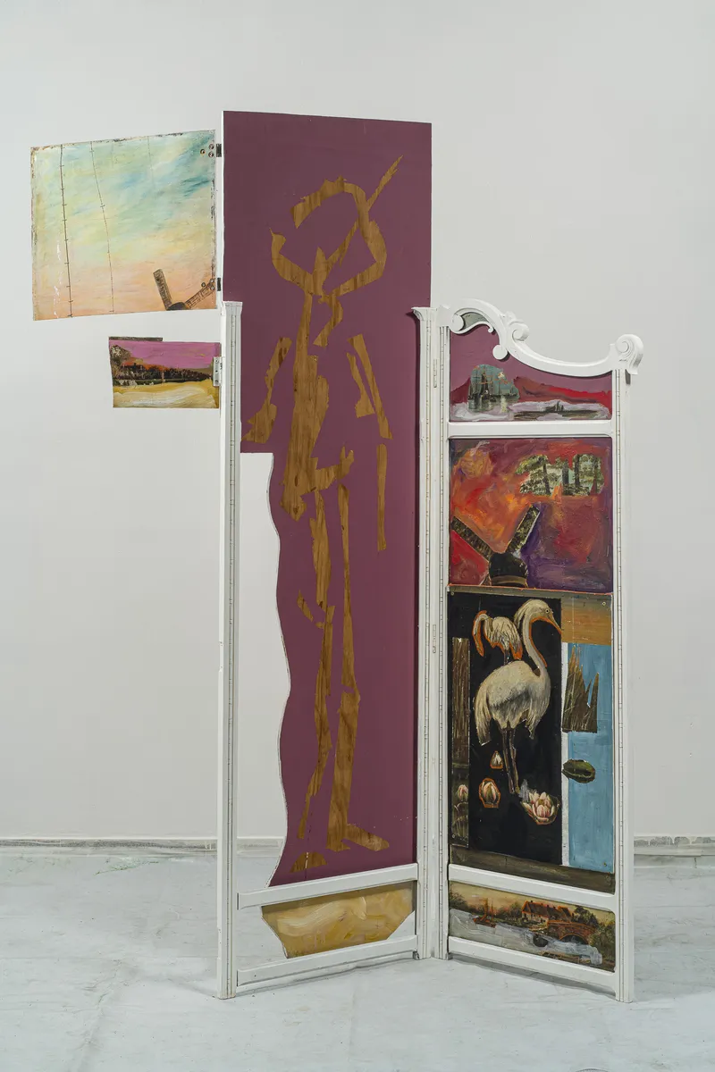 Biombo, 2024 — Oil, Acrylic, Charcoal, Oil stick, Pen, Wood, Canvas, de João Hisse — vista adicional 1