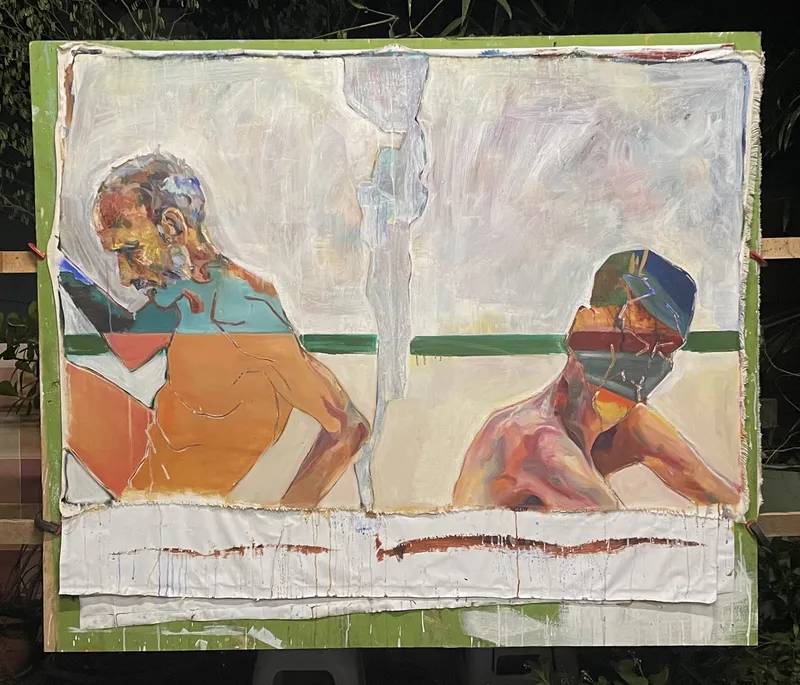 Praia, 2024 — Oil, Acrylic, Oil stick, Wood, Canvas, by João Hisse